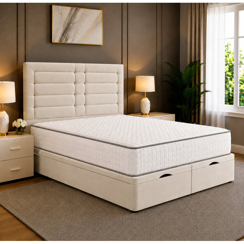 Aster Divan Storage Ottoman Bed Frame, 4FT Small Double Bed, Sapphire Blue Plush Velvet, Plush Velvet