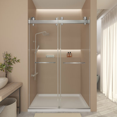 Gargy 57-60 in W x 78 in H Frameless Shower Door with Advanced Closing System