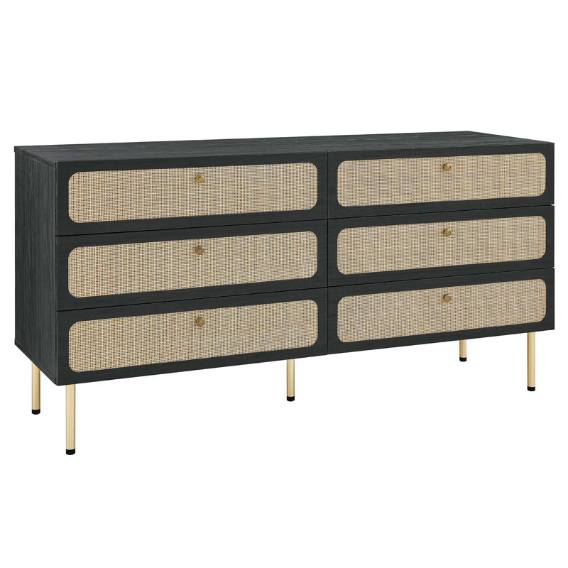 Commode 6 tiroirs Modway, Noir / or