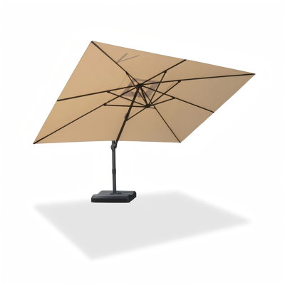 10'×13' Outdoor Aluminum Cantilever Umbrella with 360° Rotation, Aluminum Large Offset Umbrella for Outdoor Garden Pool, Beige