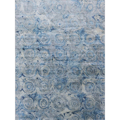 Handmade Silk and Wool Abstract Area Rug