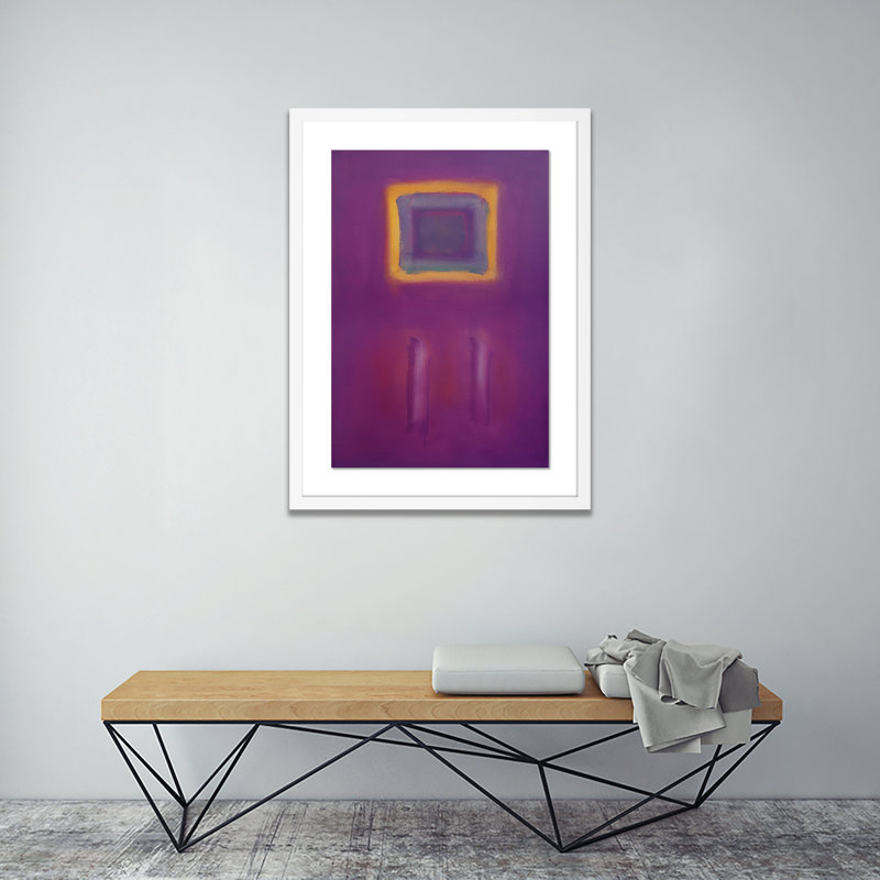 Figures In A Souk Purple Print by Charles Stuart, White, 48" H x 34" W x 2.5" D