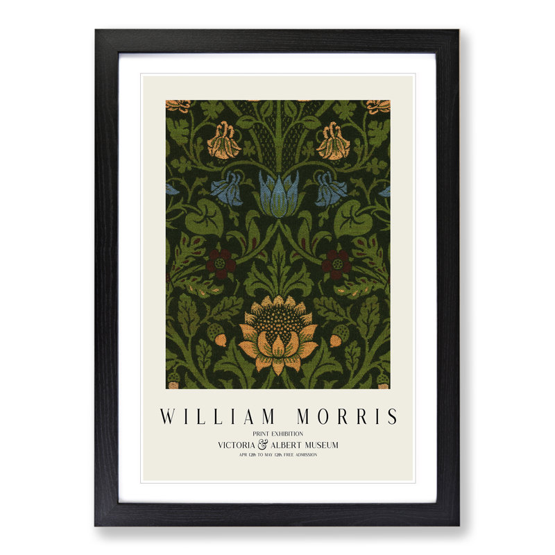 Violet and Columbine Vol.1 by William Morris - Picture Frame Art Prints, Black, 48cm H x 36cm W x 2cm D