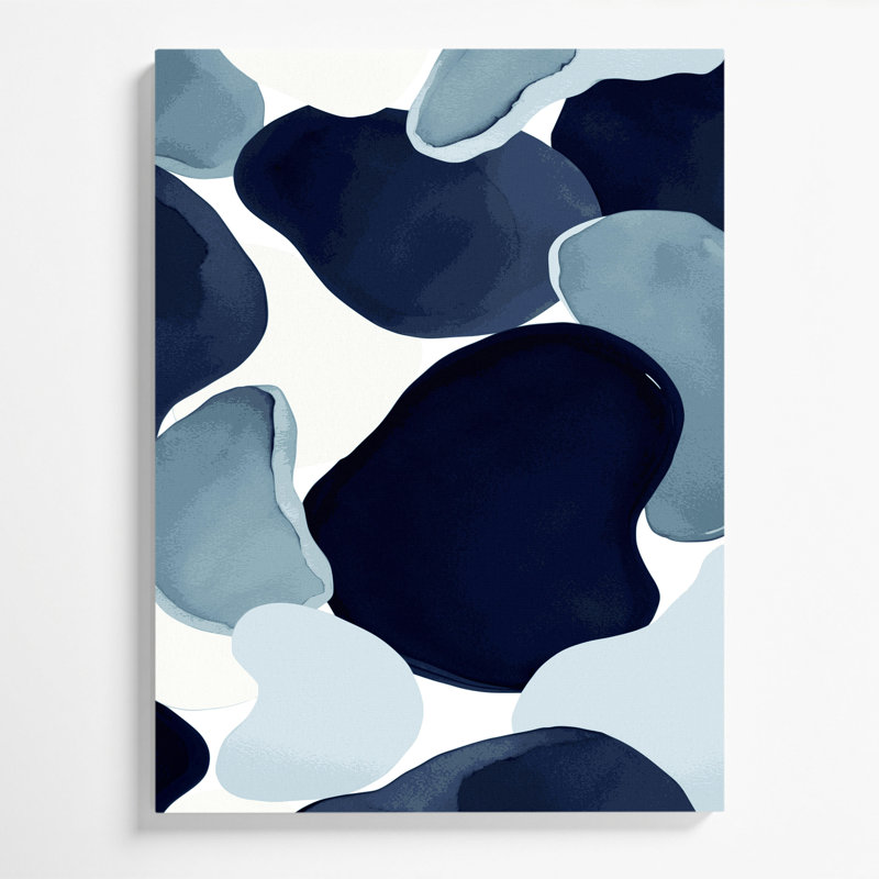 Abstrait aquarelle 11, art mural sur toile bleue, H 20 po x l 16 po