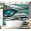 Murale abstraite pelez et collez - vagues gris turquoise-1572287624