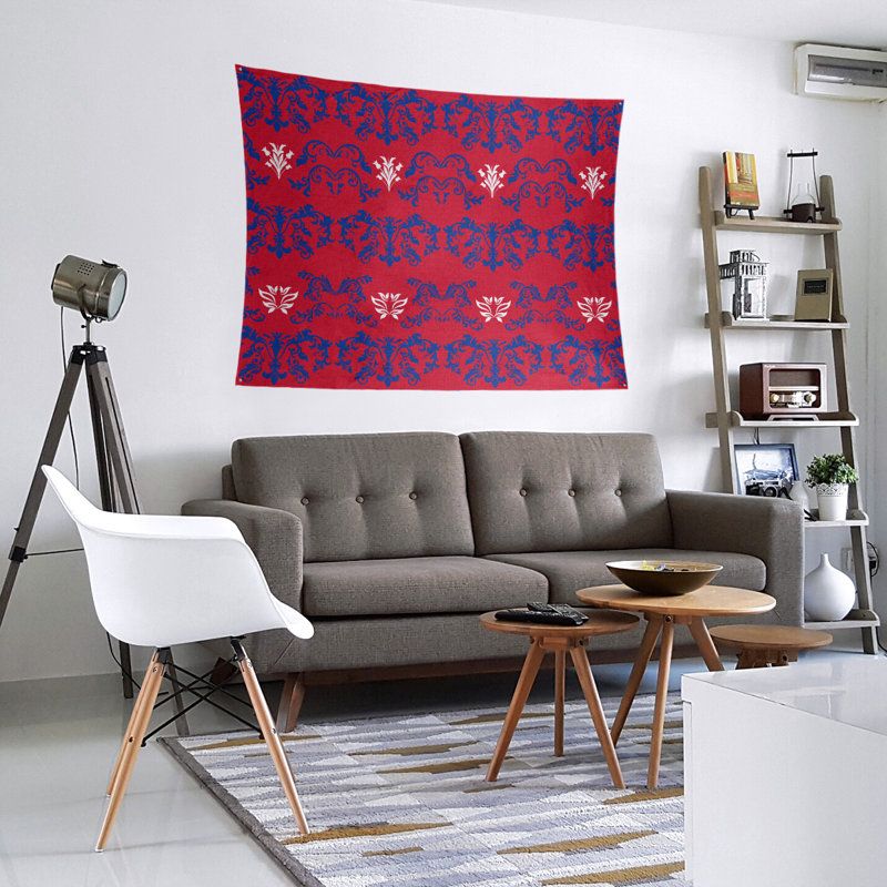 Tapisserie baroque en microfibre New England Football, H 88 po x l 104 po, Rouge / bleu marine / blanc