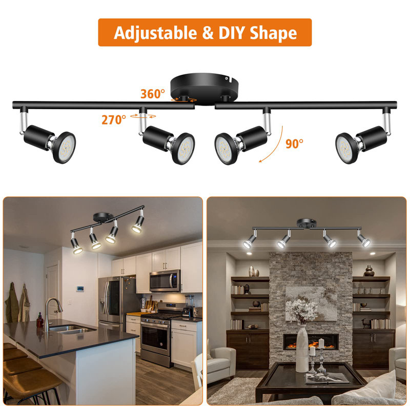 LED Ceiling Light With Four Rotatable Spot Lights, Flexible Lighting For Bedroom And Living Room