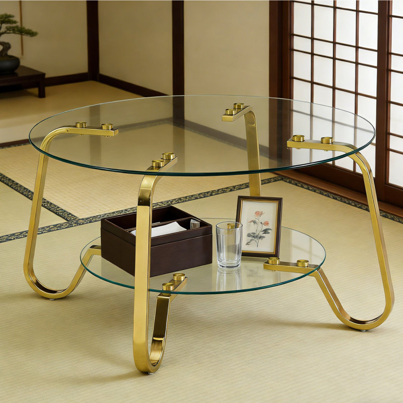 Table basse ronde Modern, Doré