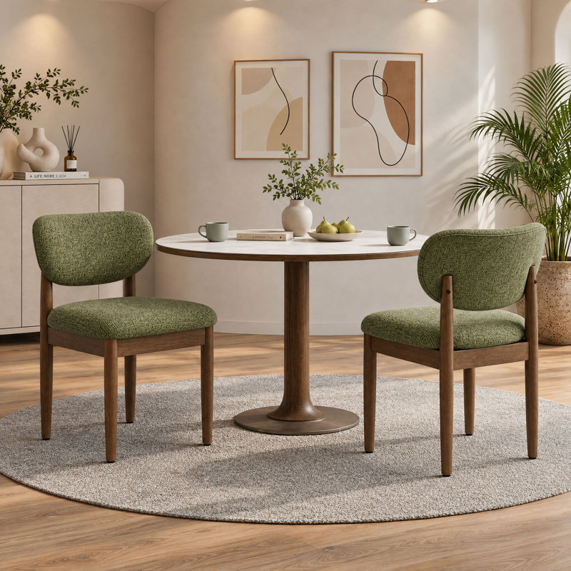 48 cm H Upholstered Chenille Dining Chair, Green