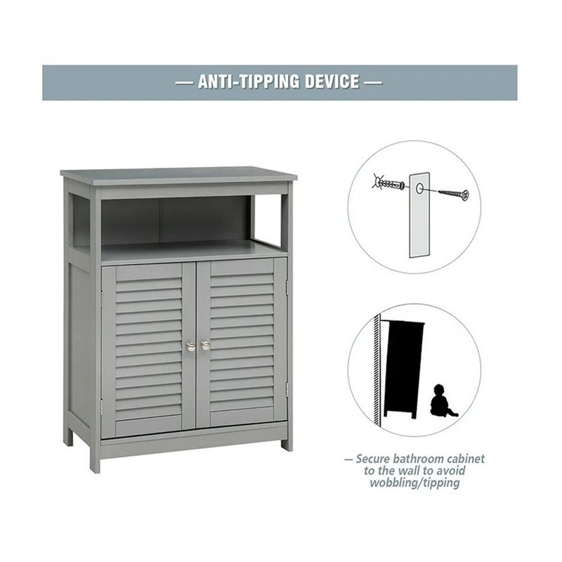 Armoire de salle de bain autoportante l 23,5 po x H 31,5 po x P 12 po, Gris