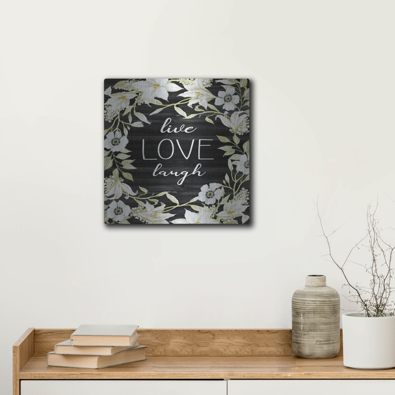 Luxe Metal Art 'Live, Love, Laugh' By Cindy Jacobs " Live, Love, Laugh " by Cindy Jacobs, 12" H x 12" W