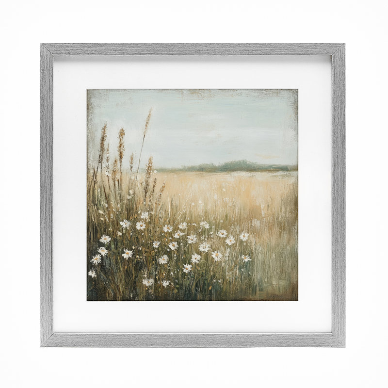 «Daisy Dream Landscape», reproduction d'art sous verre encadrée par Petal Prints Design, H 16 po x l 16 po