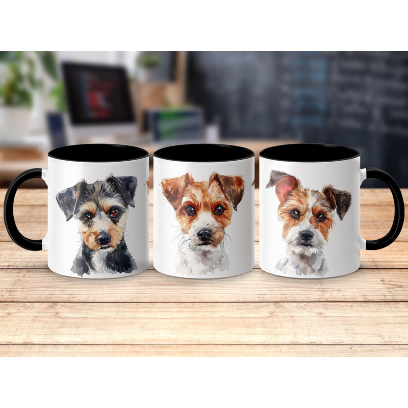 Cute Watercolor Terrier Dogs Design 11oz Coffee Mug, 2
