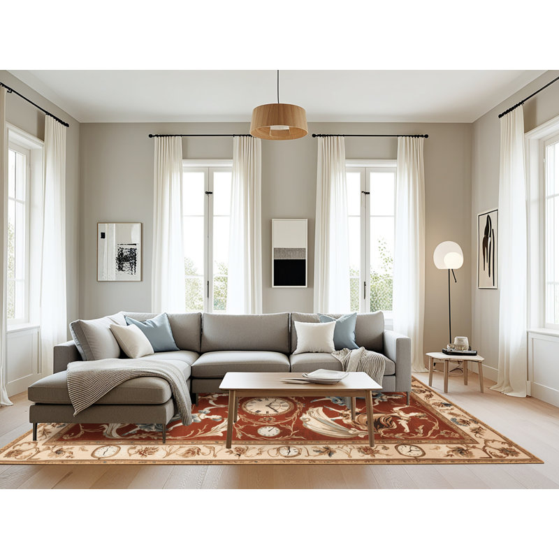 Tapis brun français lavable à la machine, Rectangle 6 pi x 9 pi