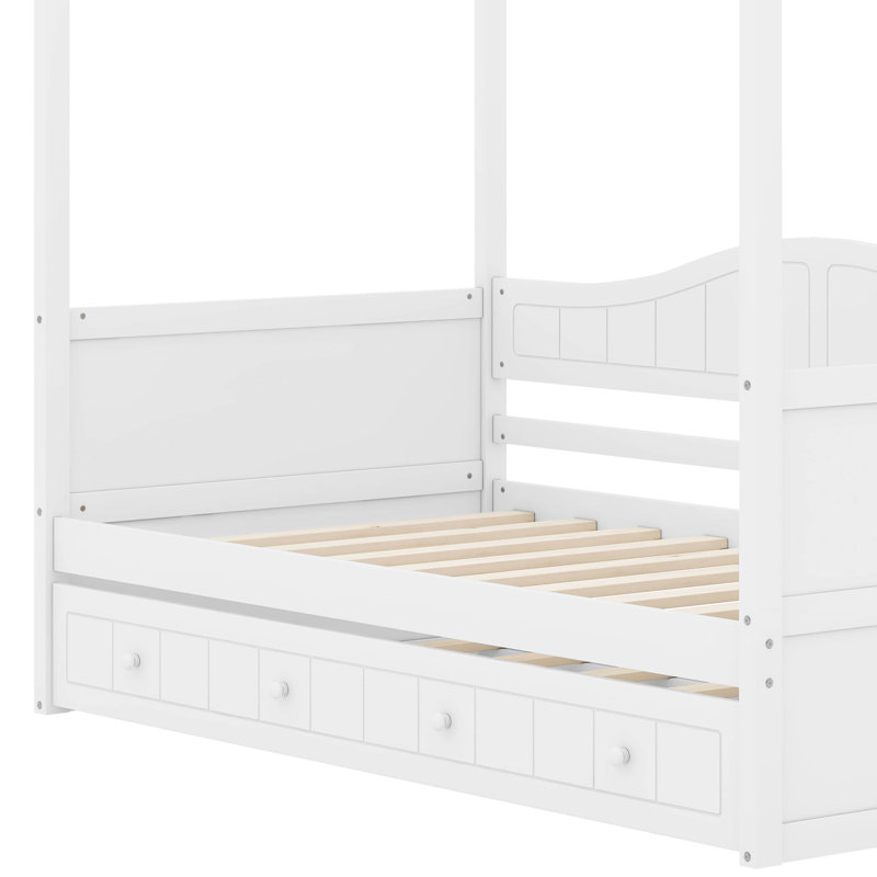 Daybed with Trundle and Canopy, White