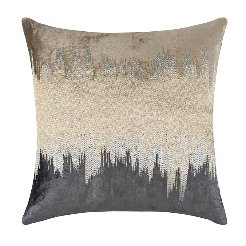 Mira Velvet Pillow Cover & Insert, Beige, Square, 22” H x 22” W