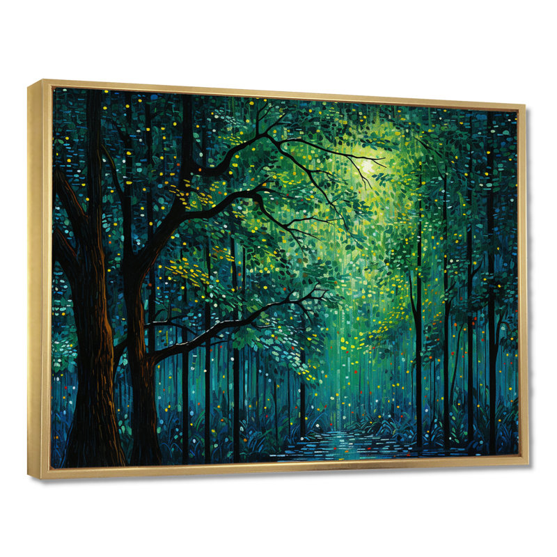 Sunshine Through The Spring Trees - Forest Wall Art Decor, Gold Floater Framed, Solid Wood, 34" H x 44" W