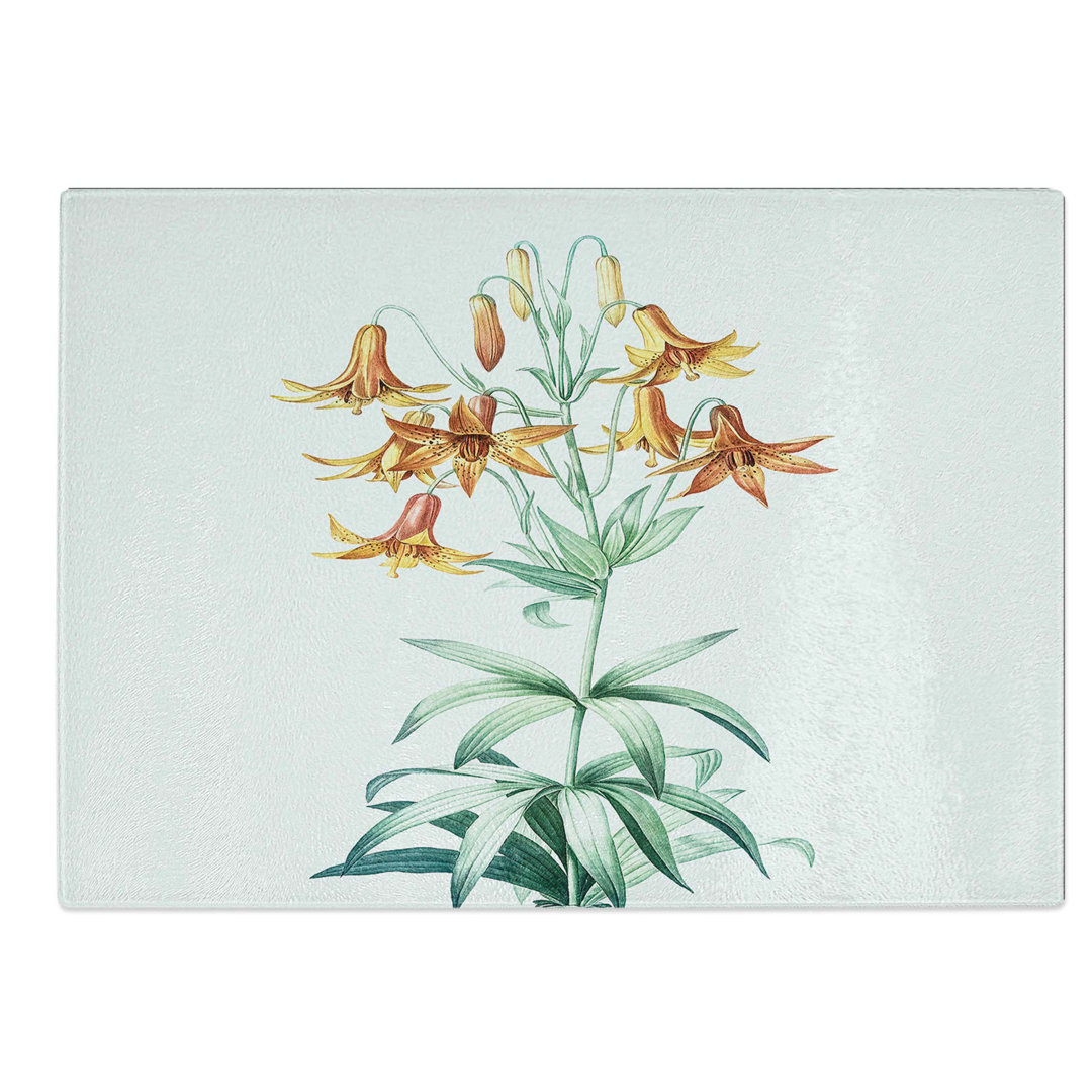 Tempered Glass Canada Lily Flowers Chopping Board