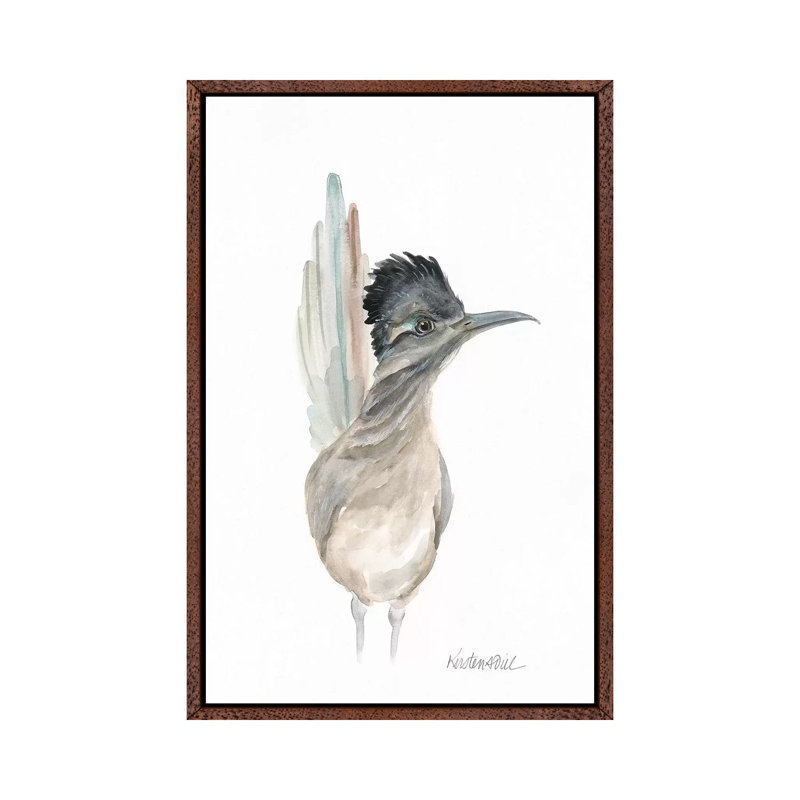 Roadrunner 1 Piece Painting on Canvas, 101.6 cm H x 66.04 cm W, Classic Brown Wood Framed