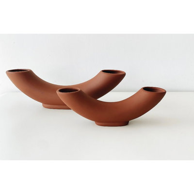 Ensemble de 2 vases élégants en céramique, rouge, 10,6 x 1,6 x 3,1 pouces et 14,2 x 2,0 x 4,0 pouces | 100% céramique de haute qualité | Parfait pour la décoration intérieure et les arrangements floraux, design élégant et durable