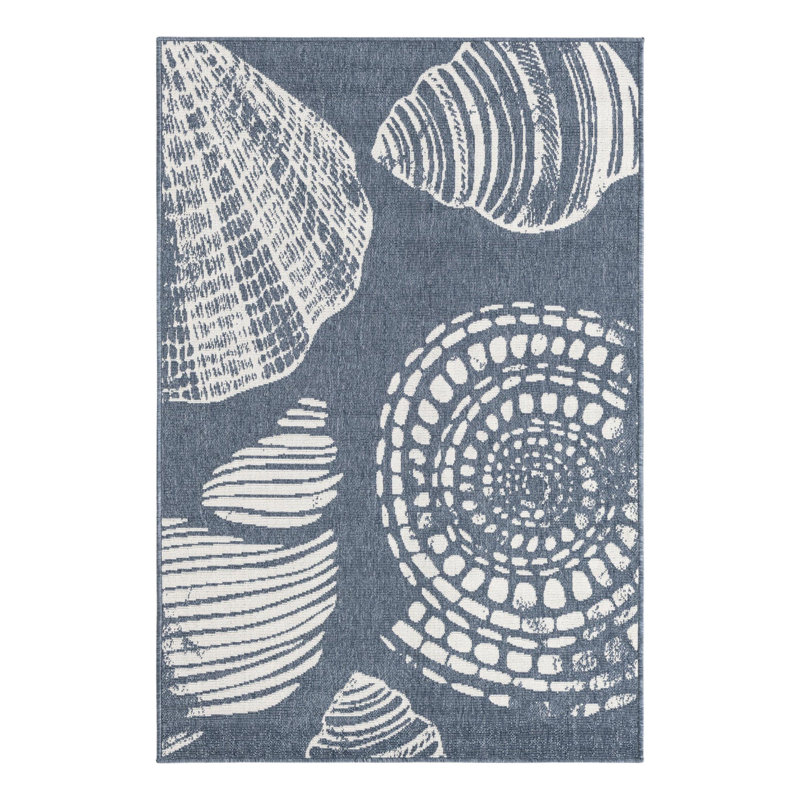 Tapis bleu marine intérieur / extérieur Amaro, Rectangle 4 pi x 6 pi