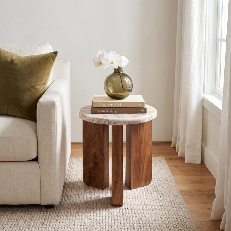 Minsk Marble Top End Table, Brown