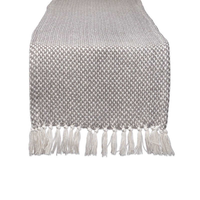 Anoka Geometric 100% Cotton Table Runner, Gray