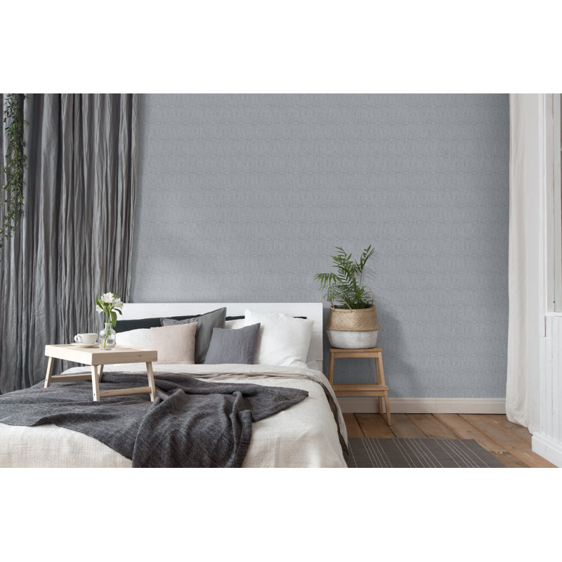 Anjoli Glittery Greek Tile 10.05m x 53cm Wallpaper Roll, Silver/Grey