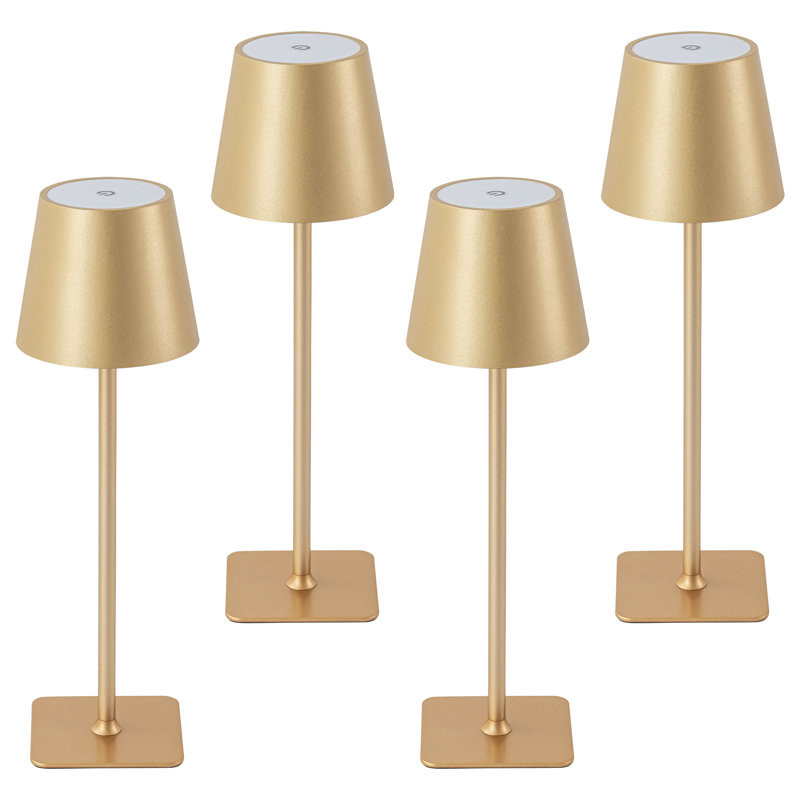 4-pack 14”  Led Cordless Table Lamp, 3cct Dimmable Portable Desk Lamps, Gold, Gold