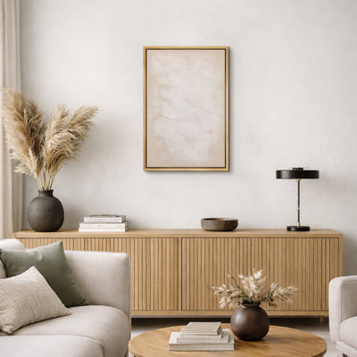Minimalist Beige Abstract Artwork, Geometric Neutral Modern Bedroom or Study Decor Wall Pictures, Large Framed Canvas Giclee Print Wall Art