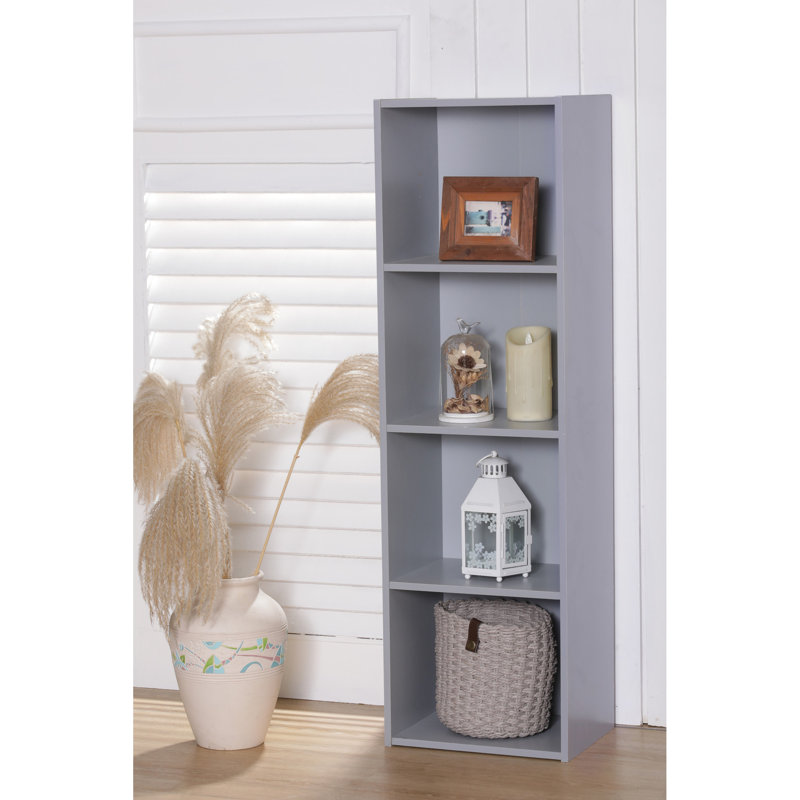 Eloah 132cm H x 32cm W Solid Wood Standard Bookcase, Grey, 32cm x 106cm x 24cm