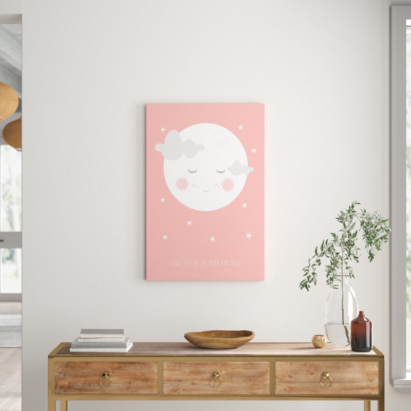 Moon Face Pink by Karen Zukowski - Wrapped Canvas Painting, 91cm H x 61cm W x 3.81cm D