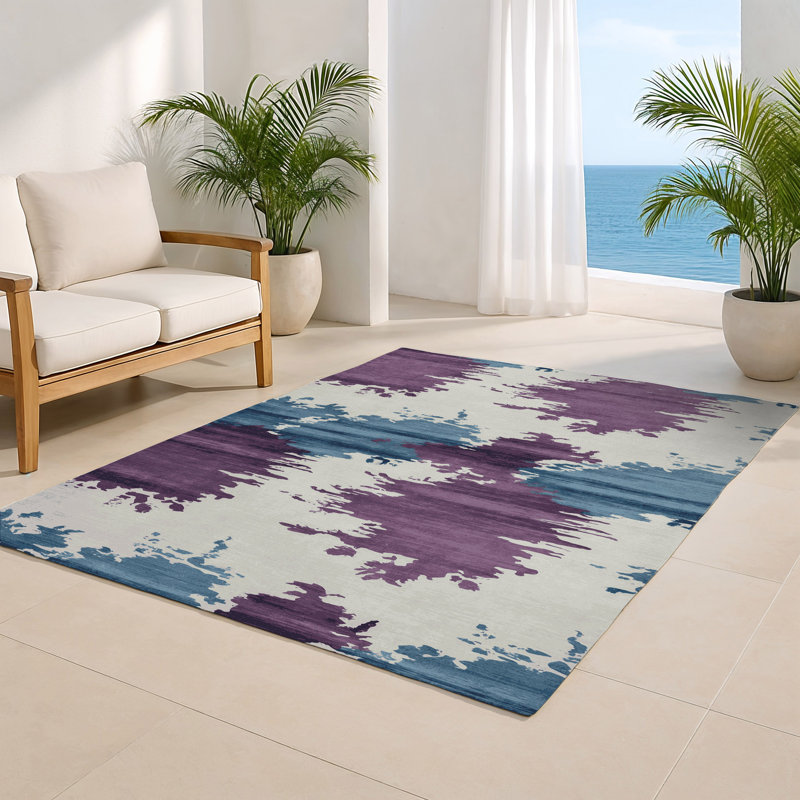 Tapis intérieur et extérieur gris Watercolor, Rectangulaire 3 pi x 5 pi