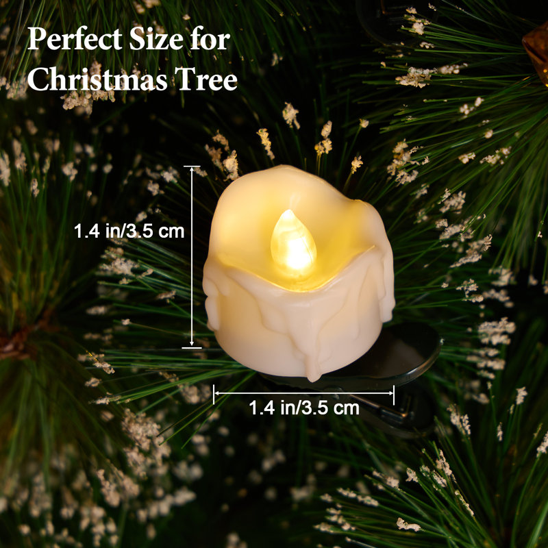 Lot de 12 bougies DEL chauffe-plat sans flamme avec pinces, minuterie, blanc chaud, pour décoration de sapin de Noël