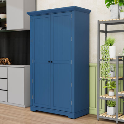 Freestanding Kitchen Pantry Cabinet with Adjustable Shelves, Pull-Out Trays and Spacious Storage