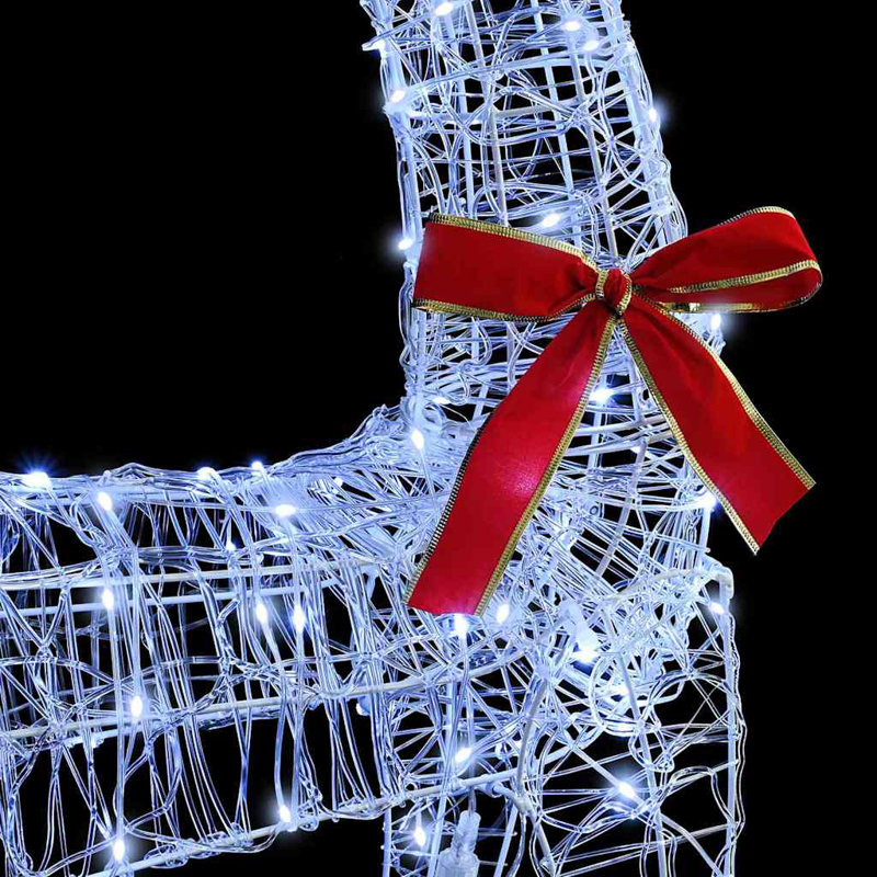 vidaXL Reindeer Pull Sleigh 70 x 26 x 128.5 cm Acrylic, Cold White