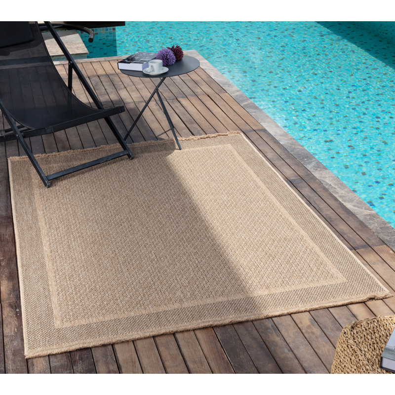 Ailn Boho Jute-Look Beige Area Rug, Rectangle 156 x 207cm