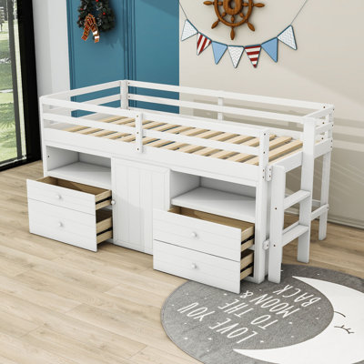 Jeani Kids Bed with Drawers and Shelves