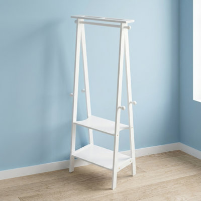 59" Tall Standing Garment / Coat Rack, White finish
