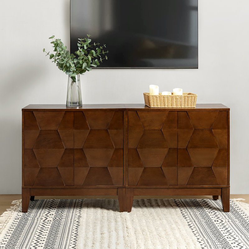Armoire de rangement contemporaine à 2 portes avec tablettes réglables Isabele, Noyer