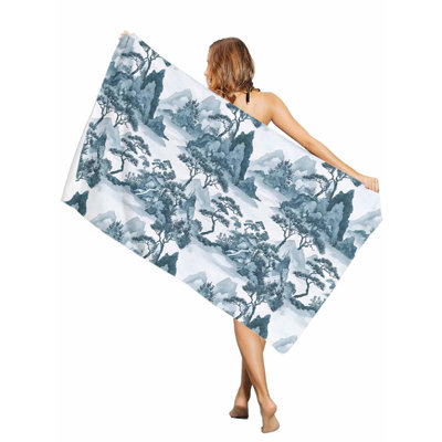 Serviettes de piscine surdimensionnées à motif d'aquarelle rétro pour le jardin, grande serviette de bain à séchage rapide avec serviette de plage sans sable, 50 x 60 po, et un sac en toile avec la même serviette de plage imprimée sera offert en cadeau