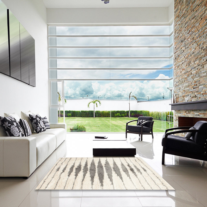 Tapis contemporain gris, Carré 3 pi