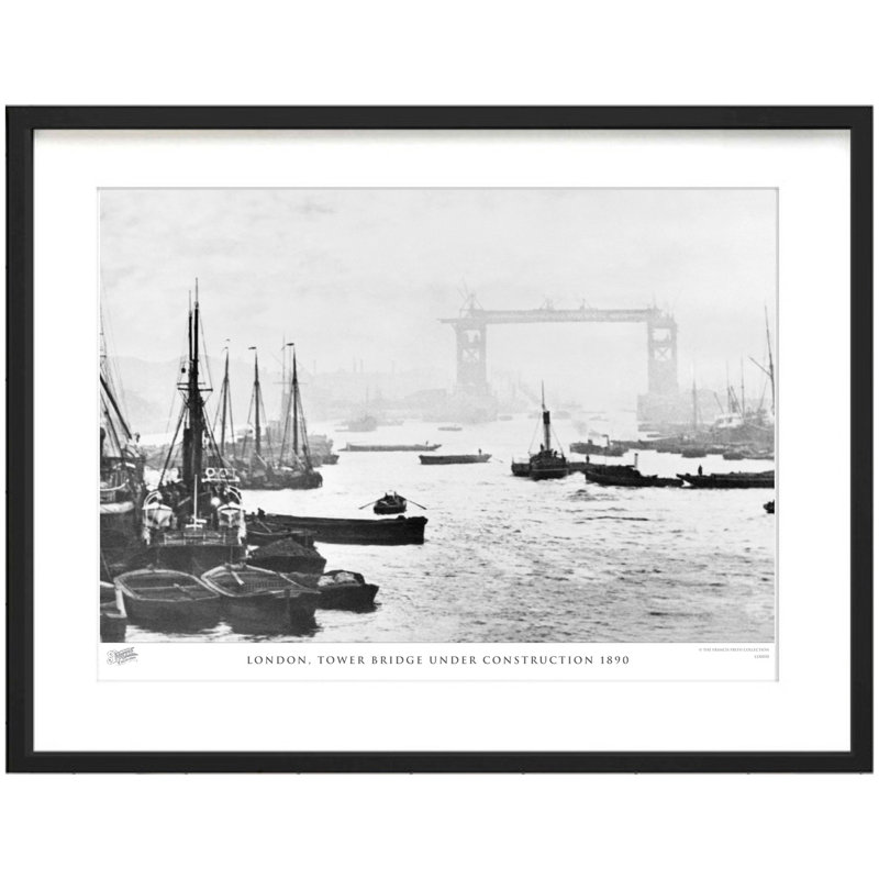 London, Tower Bridge Under Construction 1890 by Francis Frith - Single Picture Frame Print, 45cm H x 60cm W x 2.3cm D