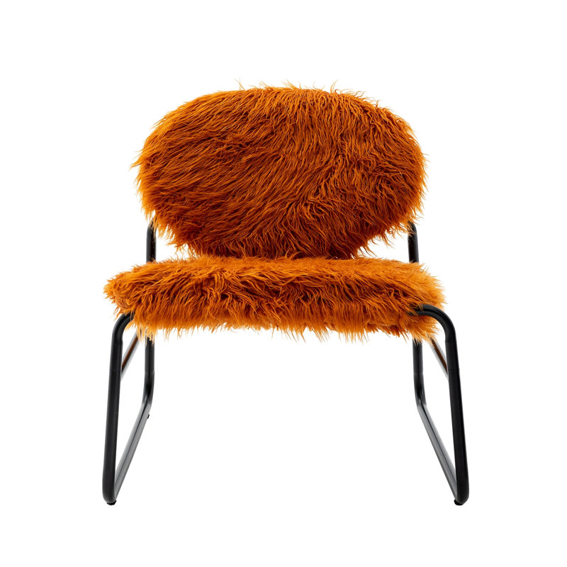 Fauteuil d'appoint industriel Nipote, Fausse fourrure orange