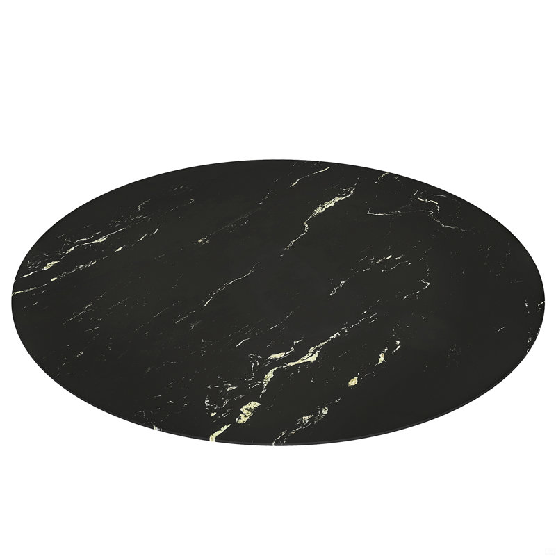 Plateau de table rond en verre trempé de 30 po, Noir, H 0,31 po x L 28 po x l 28 po