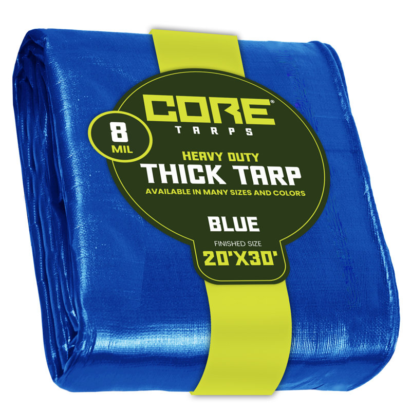 Bâche en polyéthylène robuste de 8 mil, imperméable, résistante aux rayons UV, Bleu, 20 ft. x 30 ft.