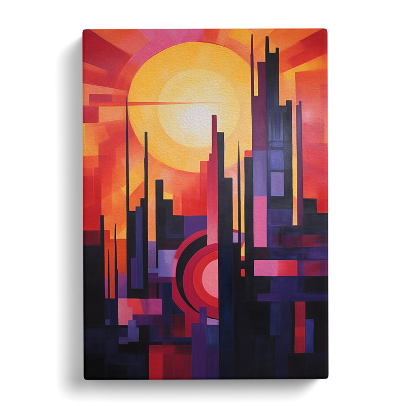 Art Deco Sunset Action No.4 - Wrapped Canvas, 60cm H x 40cm W x 3cm D