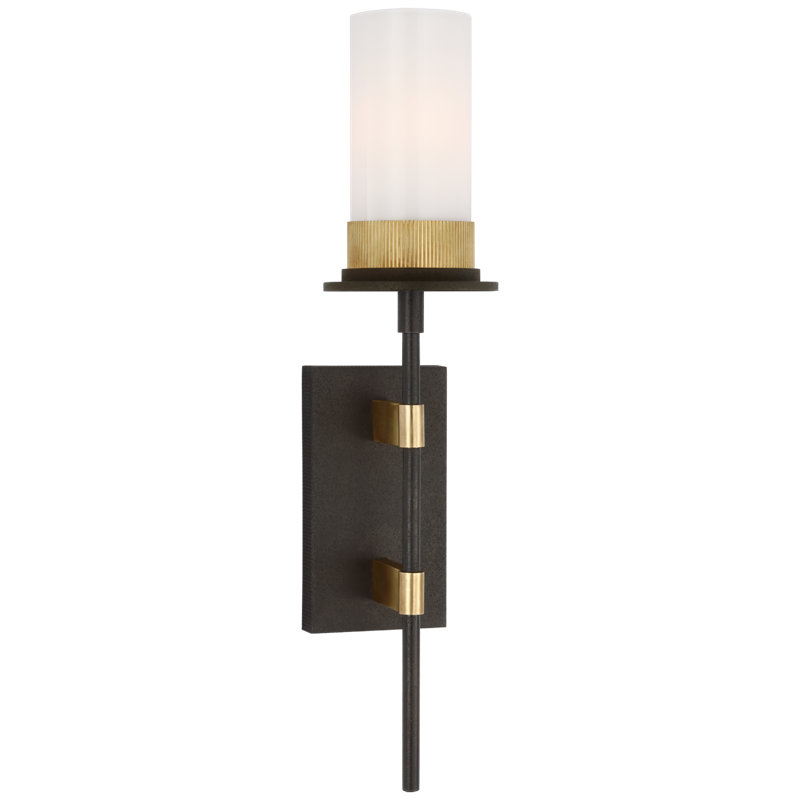 Beza 1 - Light Wallchiere, White, Warm Iron/Antique Brass