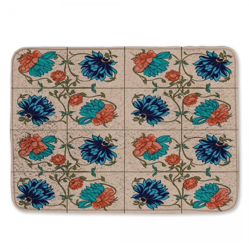 Tapis de bain à motif floral, L 24 po x L 17 po