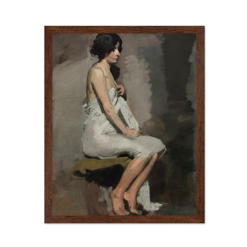 Étude d'une femme assise, Poster, 12"H x 16"W, Brown Framed